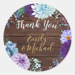 Rustic Blue Floral Vielen Dank Ihnen für Sticker