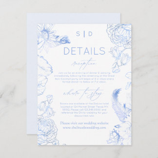 Rustic Blue Floral Wedding Begleitkarte
