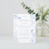 Rustic Blue Floral Wedding Begleitkarte (Stehend Vorderseite)