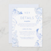 Rustic Blue Floral Wedding Begleitkarte (Vorne/Hinten)