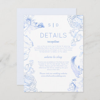 Rustic Blue Floral Wedding Begleitkarte