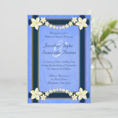 Rustic Blue Floral Wedding Probe Dinner einladen Einladung (Stehend Vorderseite)