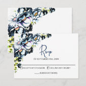 Rustic Blue Floral Wedding RSVP Karte (Vorne/Hinten)