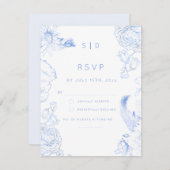 Rustic Blue Floral Wedding RSVP Karte (Vorne/Hinten)