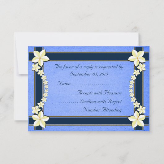 Rustic Blue Floral Wedding RSVP Response Cards (Rückseite)