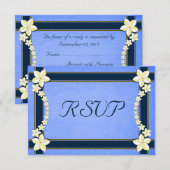 Rustic Blue Floral Wedding RSVP Response Cards Karte (Vorne/Hinten)