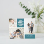 Rustic Blue Frohe Weihnachten 3 Foto Collage (Stehend Vorderseite)