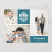Rustic Blue Frohe Weihnachten 3 Foto Collage (Vorderseite)