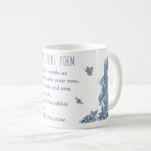 Rustic Blue Gardeners Gedicht Rabbit Crow Vintag