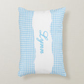 Rustic Blue Gingham Personalized Name Dekokissen (Vorderseite(Vertikal))