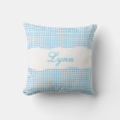 Rustic Blue Gingham Personalized Name Kissen (Vorderseite)