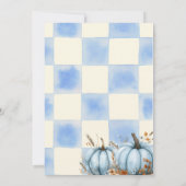 Rustic Blue Gingham Pumpkin Baby Shower Einladung (Rückseite)