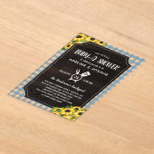 Rustic Blue Gingham Sunflowers Boy Baby-Q Dusche Acryleinladungen (Ablage )