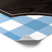 Rustic Blue Gingham Sunflowers Monogram Momosa Bar Poster (Ecke)