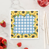 Rustic Blue Gingham & Sunflowers Serviette (Beispiel)