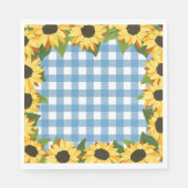 Rustic Blue Gingham & Sunflowers Serviette (Vorderseite)