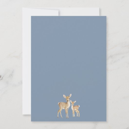 Rustic Blue Green Winter Oh Deer Baby Shower Einladung (Rückseite)