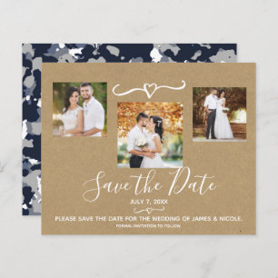 Rustic Blue Grey Camouflage Kraft Foto Save the Da