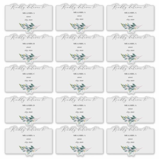 Rustic Blue Gum Eucalyptus Gastadresse Aufkleber (Vorderseite)