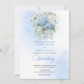 Rustic Blue Hydrangea Eucalyptus Wedding Invitatio Einladung (Vorderseite)