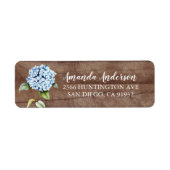 Rustic Blue Hydrangea Floral Brautparty Labels (Vorne)