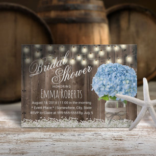 Rustic Blue Hydrangea Floral Jar Brautparty Einladung