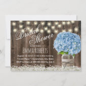 Rustic Blue Hydrangea Floral Jar Brautparty Einladung (Vorderseite)