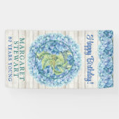 Rustic Blue Hydrangea Foto 80. Geburtstag Banner (Horizontal)