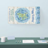 Rustic Blue Hydrangea Foto 80. Geburtstag Banner (Messe)