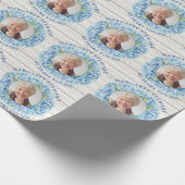 Rustic Blue Hydrangea Foto 80. Geburtstag Geschenkpapier (Ecke)