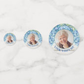 Rustic Blue Hydrangea Foto 80. Geburtstag Konfetti (Rückseiten)