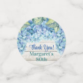 Rustic Blue Hydrangea Foto 80. Geburtstag Konfetti (Klein Vorderseite)