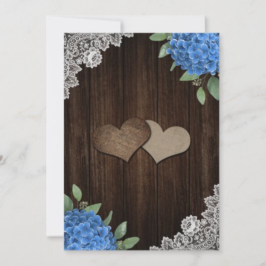Rustic Blue Hydrangea Hochzeitseinladungen Einladung (Rückseite)