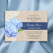 Rustic Blue Hydrangea Lace & Burlap Brautparty Einladung