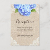 Rustic Blue Hydrangea Lace & Burlap Empfang Begleitkarte (Vorderseite)
