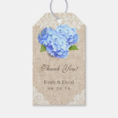 Rustic Blue Hydrangea Lace & Burlap Gastgeschenk H Geschenkanhänger (Vorderseite)