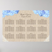 Rustic Blue Hydrangea Lace Burlap Hochzeit Poster (Vorne)
