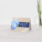 Rustic Blue Hydrangea Lace & Burlap Vielen Dank Dankeskarte (Vorderseite)