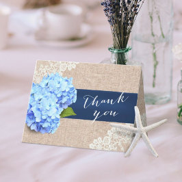Rustic Blue Hydrangea Lace & Burlap Vielen Dank Dankeskarte