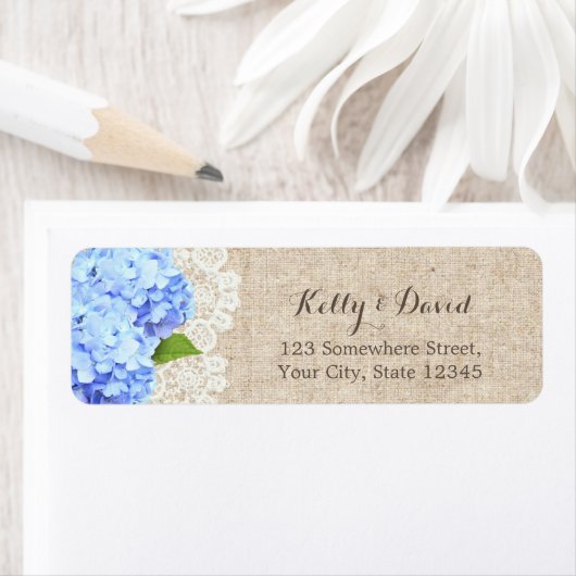 Rustic Blue Hydrangea Lace & Burlap Wedding (Insitu)