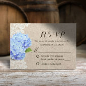 Rustic Blue Hydrangea Lace & Burlap Wedding RSVP