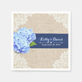 Rustic Blue Hydrangea Lace & Burlap Wedding Serviette (Vorderseite)