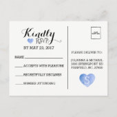 Rustic Blue Hydrangea & Lace RSVP Card Einladungspostkarte (Rückseite)
