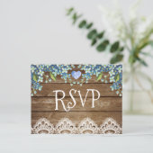 Rustic Blue Hydrangea & Lace RSVP Card Einladungspostkarte (Stehend Vorderseite)
