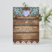 Rustic Blue Hydrangea & Lace Wedding Einladung (Stehend Vorderseite)