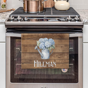 Rustic Blue Hydrangea Watering kann Personalisiert Geschirrtuch