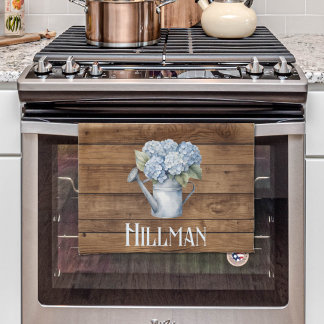 Rustic Blue Hydrangea Watering kann Personalisiert Geschirrtuch