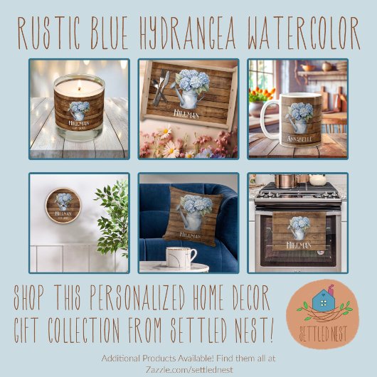 Rustic Blue Hydrangea Watering kann Personalisiert Keramik Ornament