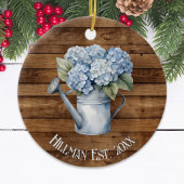Rustic Blue Hydrangea Watering kann Personalisiert Keramik Ornament