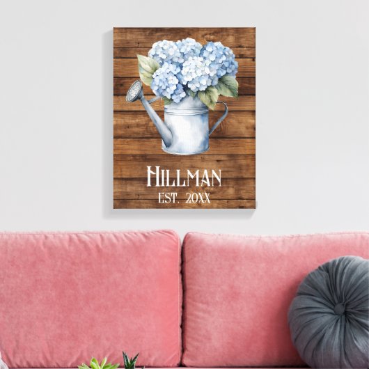 Rustic Blue Hydrangea Watering kann Personalisiert Leinwanddruck (Insitu (Wohnzimmer))